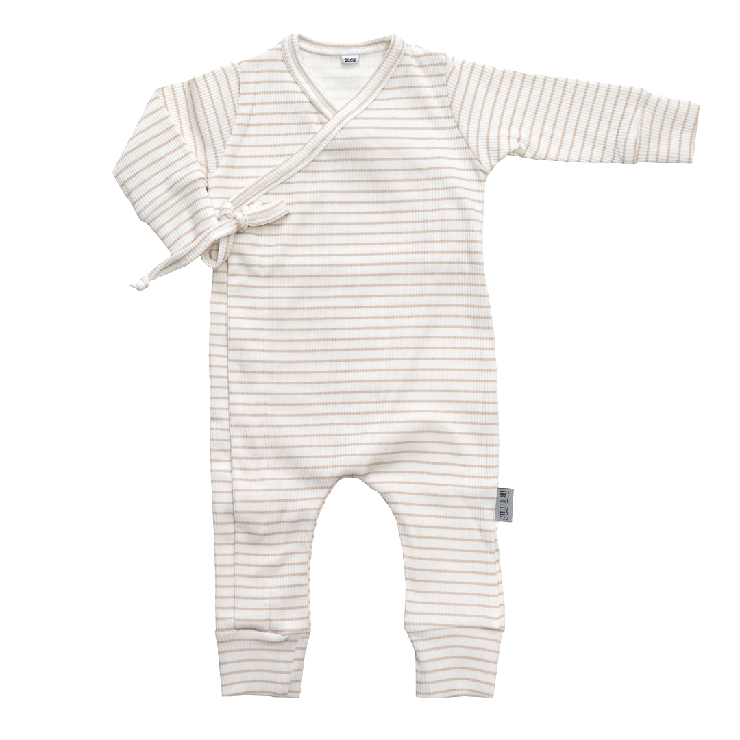 Boxpakje Met Strikje Rib Stripes - Sand