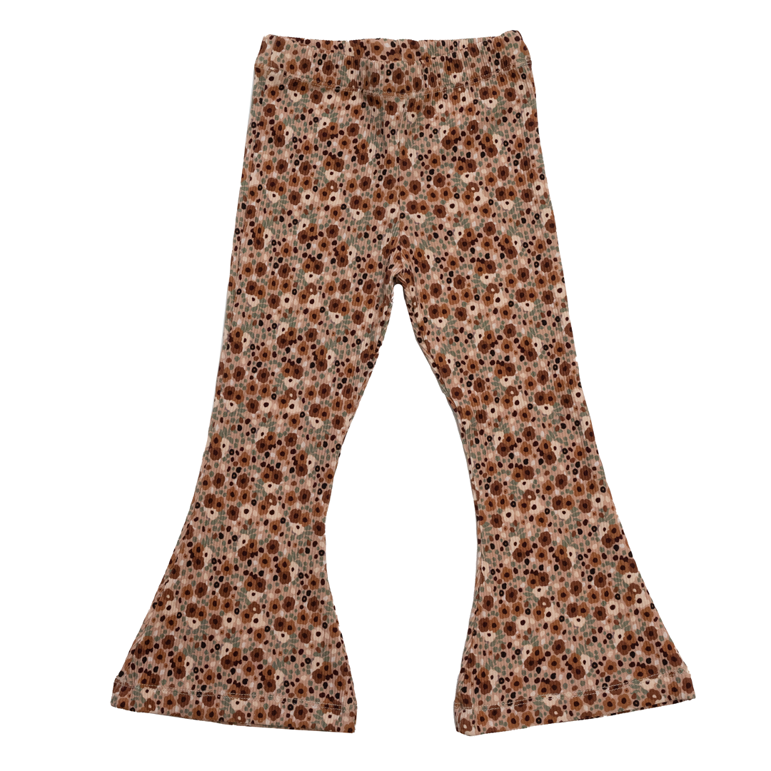 Flared Legging - Flowers Brown