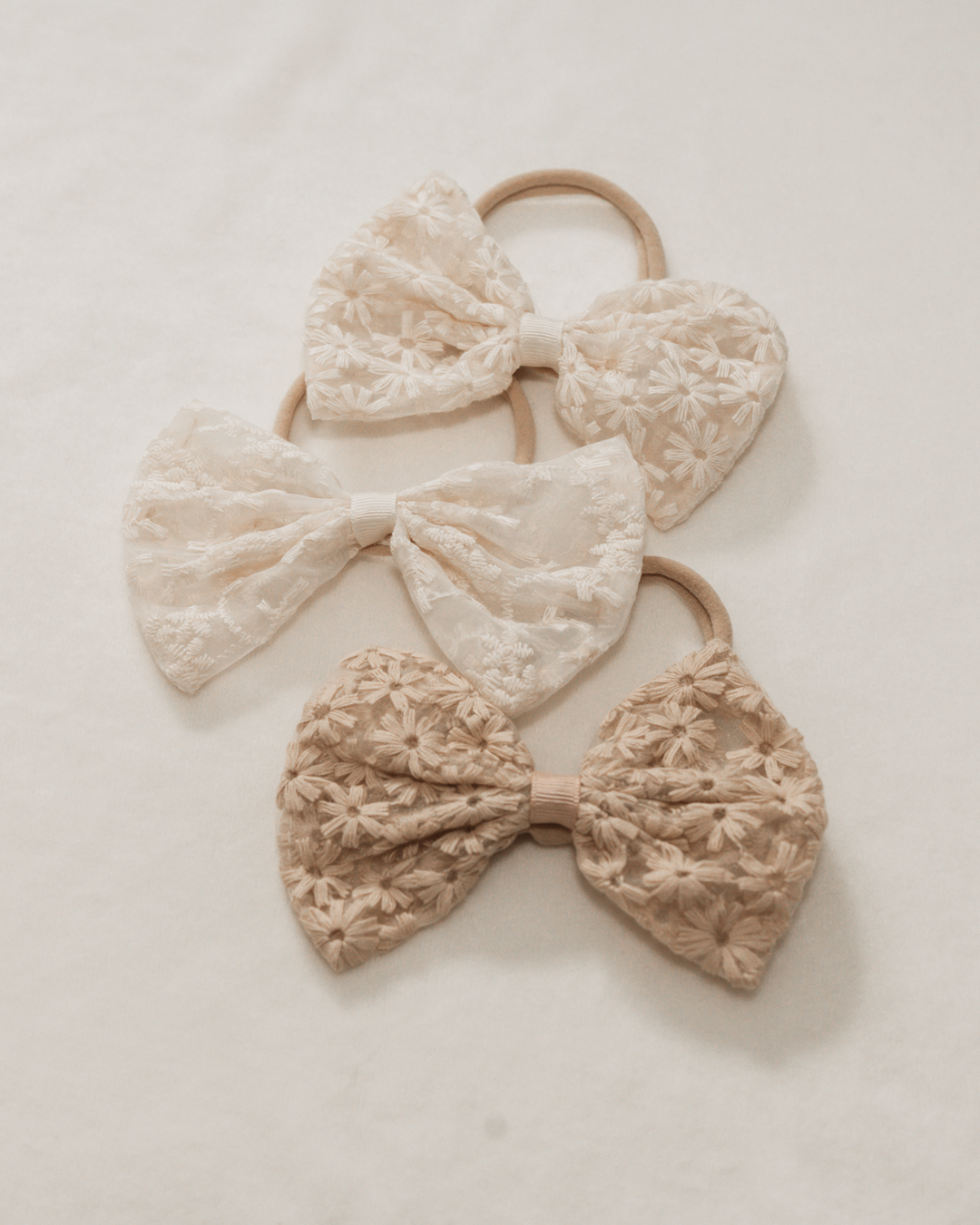Haarband Strikje Embroidery Daisy - Beige
