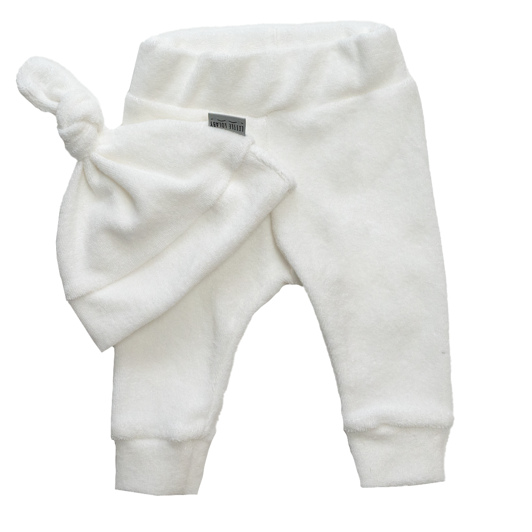 Newborn Muts + Broek - Badstof Ecru