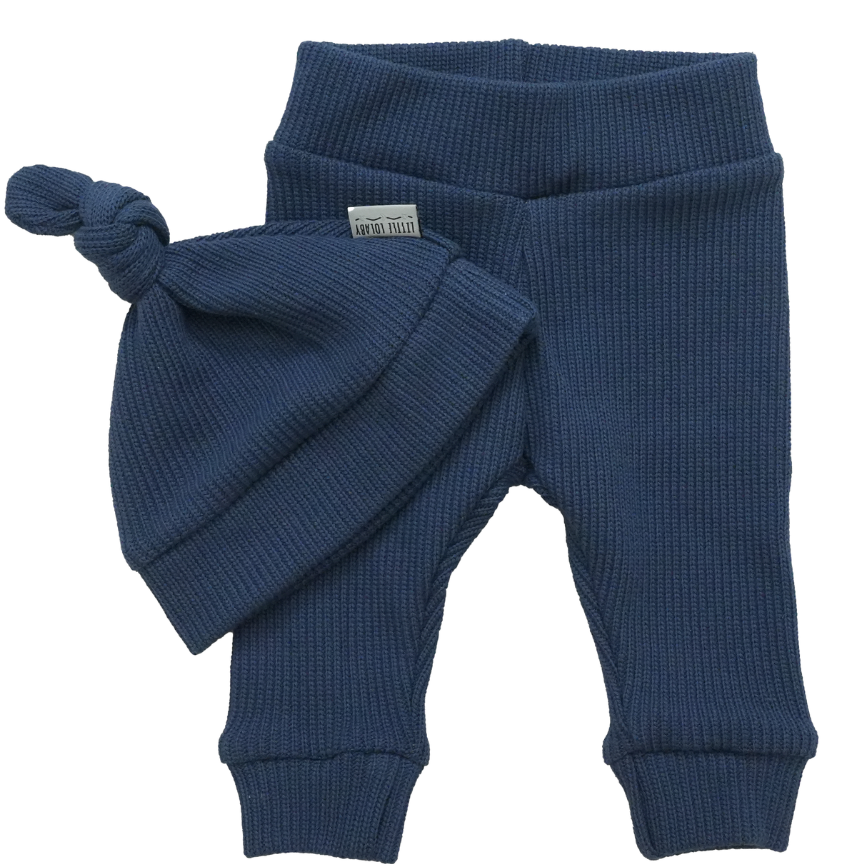 Newborn Muts + Broek - Gebreid Navy