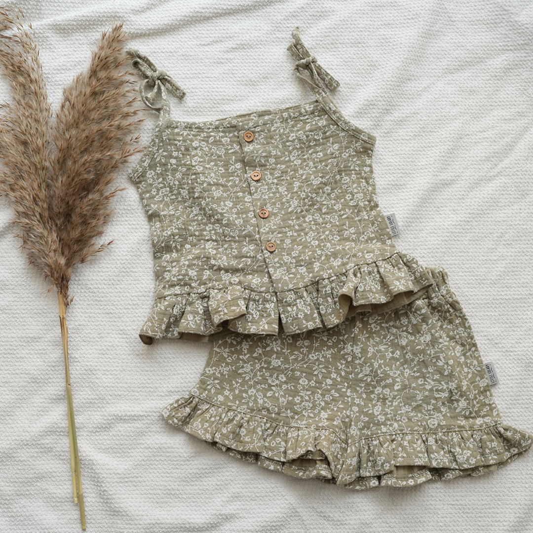 Top Vintage Flowers - Olive