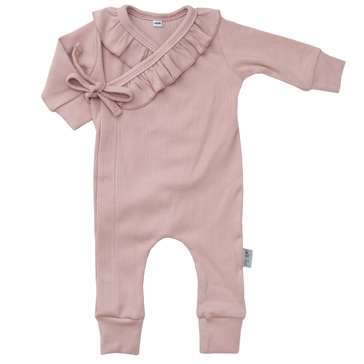 Boxpakje Met Strikje Rib Ruffle - Nude Pink