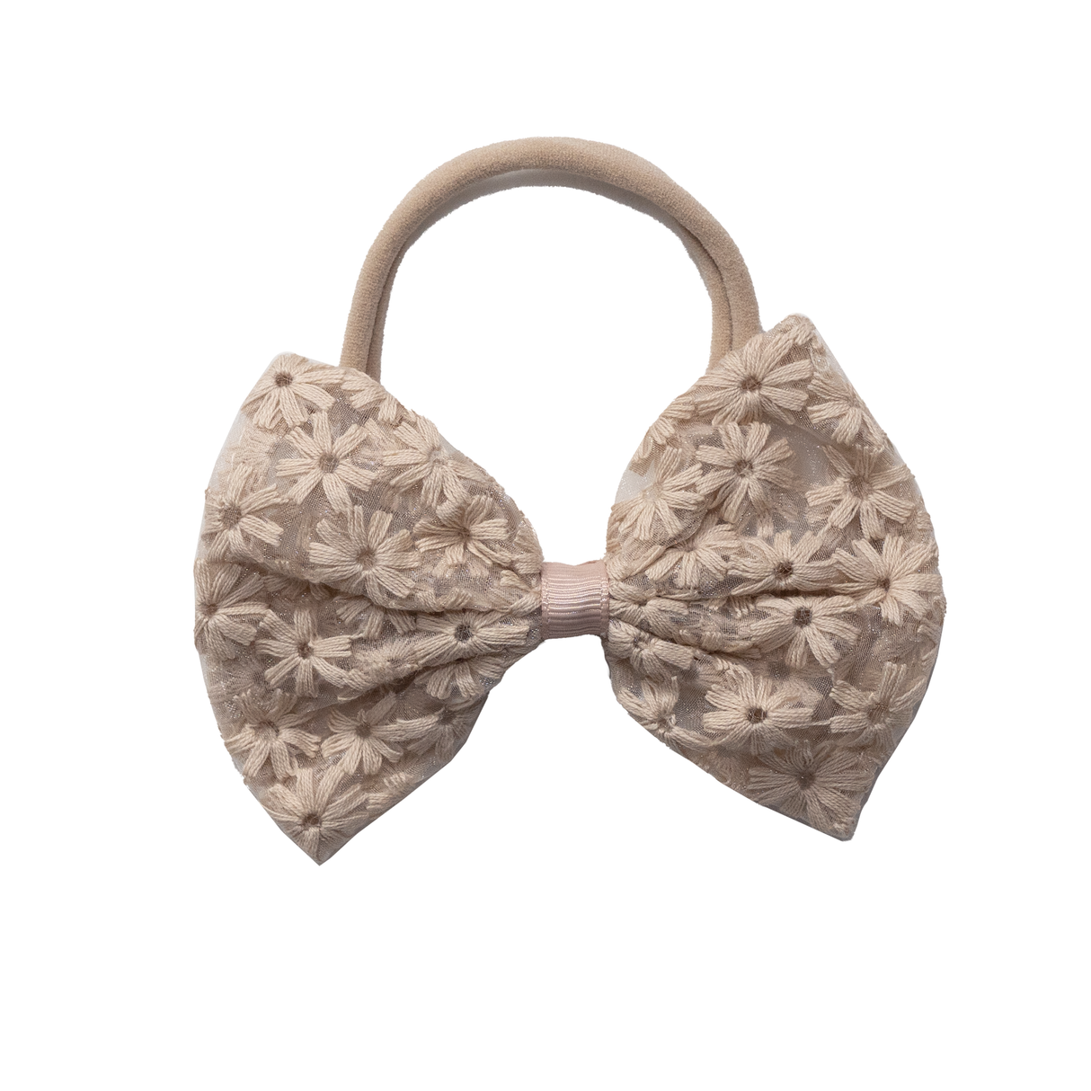 Haarband Strikje Embroidery Daisy - Beige