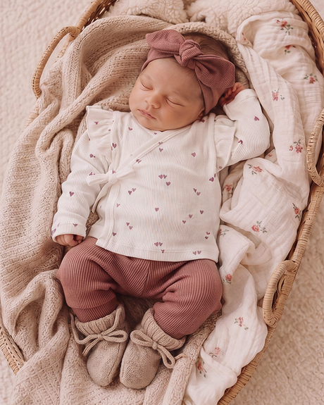 Overslagshirt Ruffle - Little Hearts Clay Pink